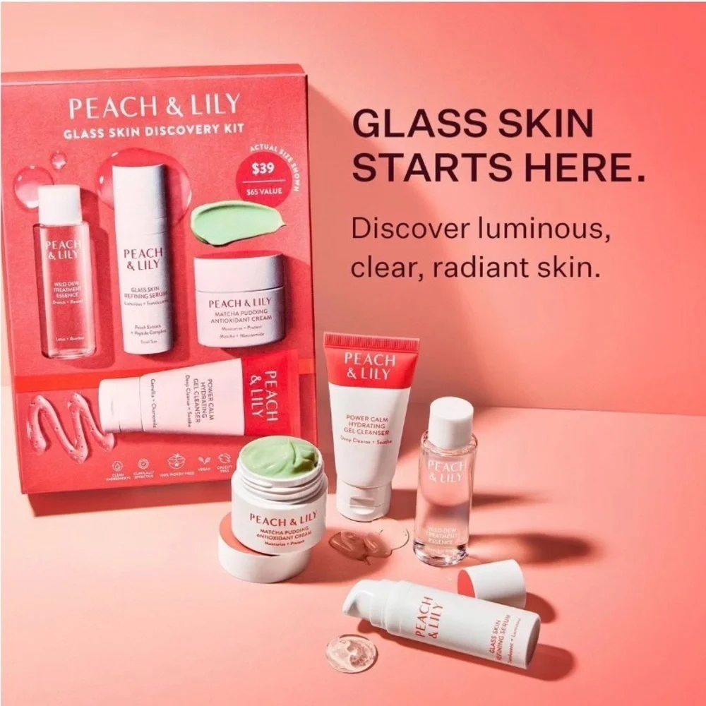 Peach & Lily BUNDLE Glass Discovery Kit and Copper Peptide Pro Firming Serum NEW